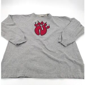 Vintage CC Creations Sweatshirt Gray Red Bear Paw Claw Print Pullover Size L 90s